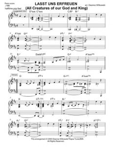 Click on the photo to view a sheet music sample of Deanna’s arrangement of LASST.